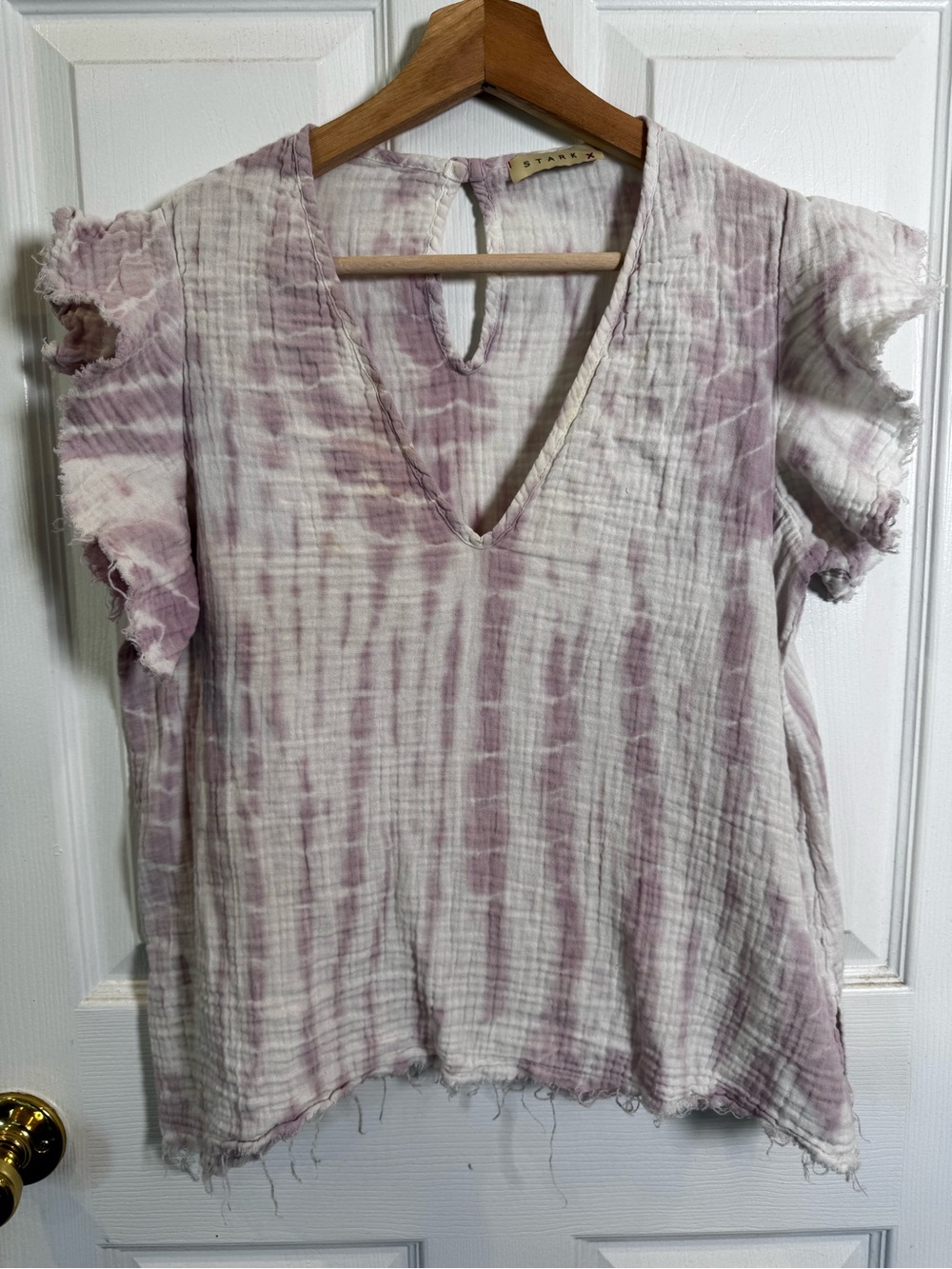 Stark X Double Gauze Cotton Tie Dye Flutter Sleeve Top Size Small Boho Coastal